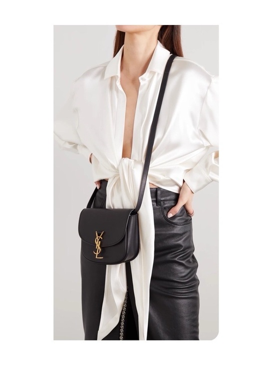 Saint Laurent Handbags - Authentic Saint Laurent YSL Kaia Shoulder Bag - Black Smooth Leather- Medium